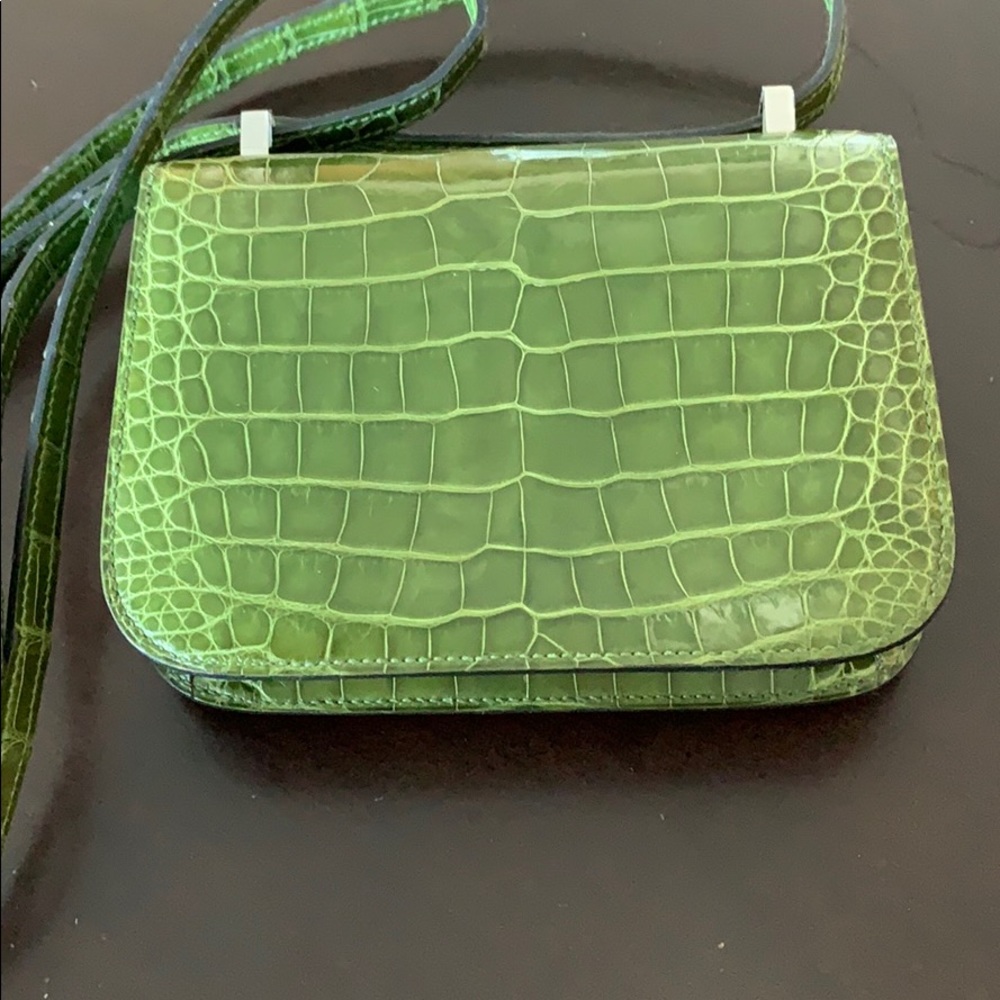 Hermès Crocodile Lime Green Mini Constance Bag Q - Picture 4 of 8